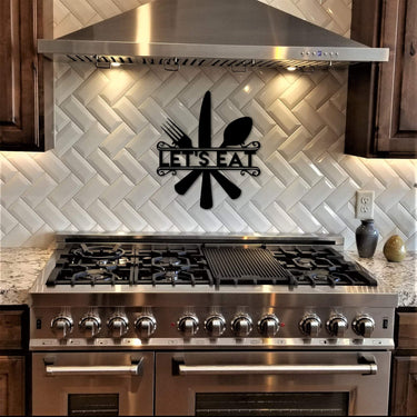 Let's Eat Sign | Kitchen Decor | Metal Wall Art | Kitchen Sign Wall Hanging with Knife, Fork and Spoon | Dining Room Decor | Gift Idea